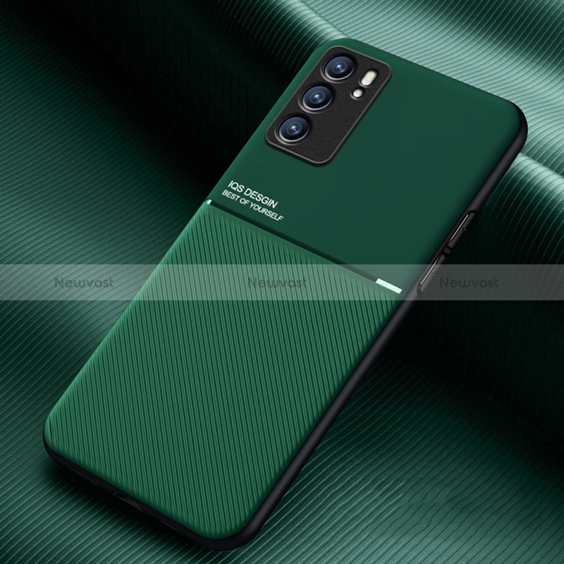 Ultra-thin Silicone Gel Soft Case Cover with Magnetic for Oppo Reno6 5G Green