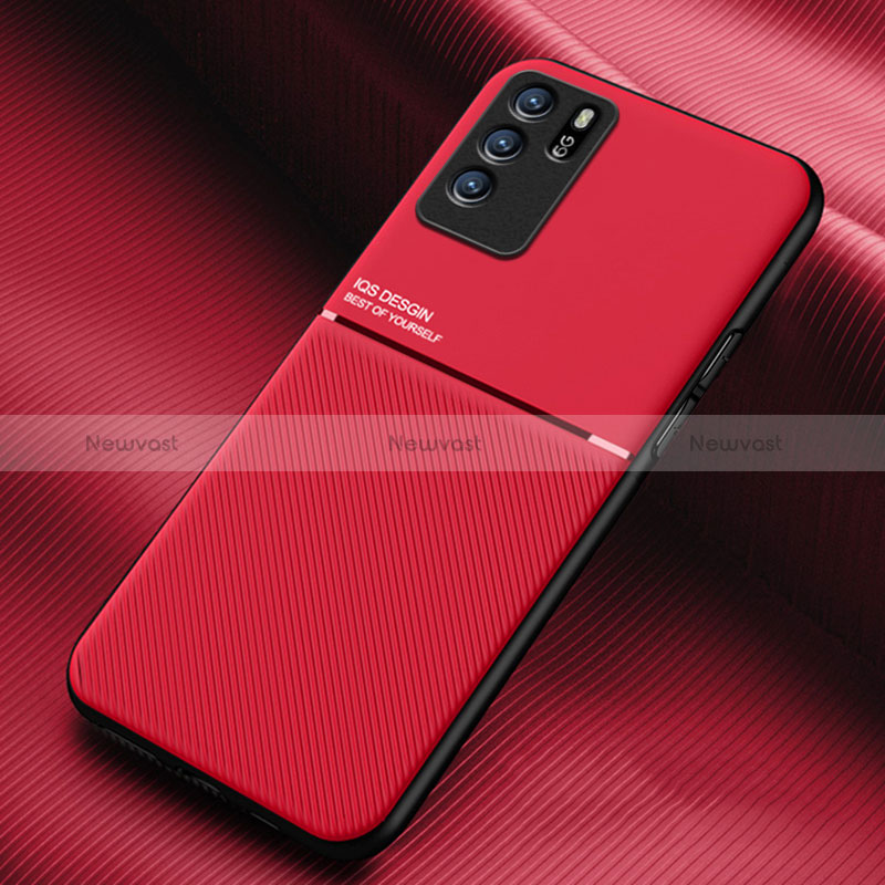 Ultra-thin Silicone Gel Soft Case Cover with Magnetic for Oppo Reno6 Z 5G Red