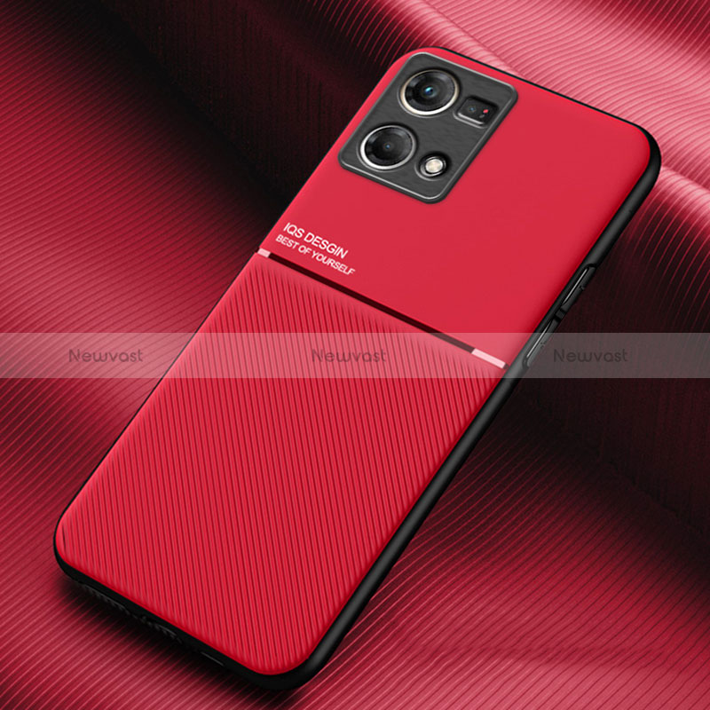 Ultra-thin Silicone Gel Soft Case Cover with Magnetic for Oppo Reno8 4G Red