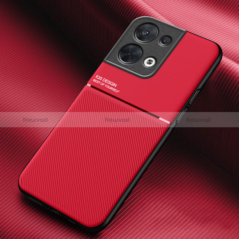 Ultra-thin Silicone Gel Soft Case Cover with Magnetic for Oppo Reno8 5G Red