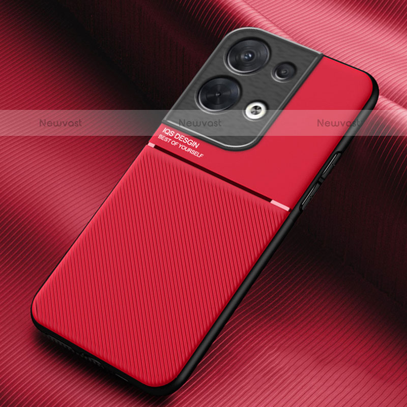 Ultra-thin Silicone Gel Soft Case Cover with Magnetic for Oppo Reno9 Pro+ Plus 5G Red