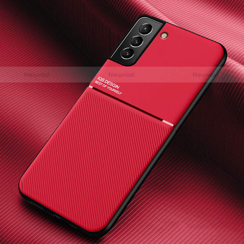 Ultra-thin Silicone Gel Soft Case Cover with Magnetic for Samsung Galaxy S21 FE 5G Red