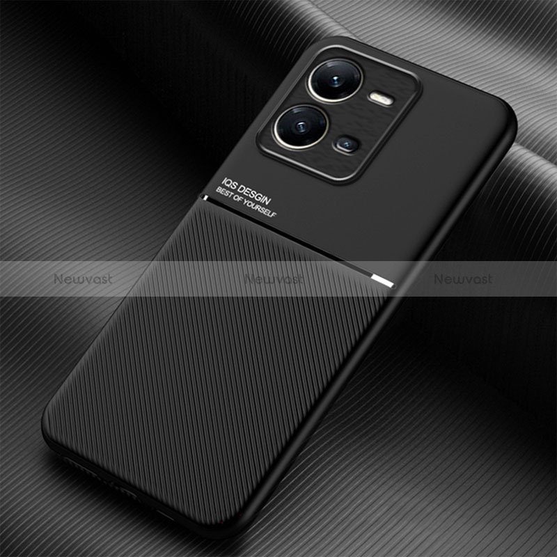 Ultra-thin Silicone Gel Soft Case Cover with Magnetic for Vivo V25 5G Black
