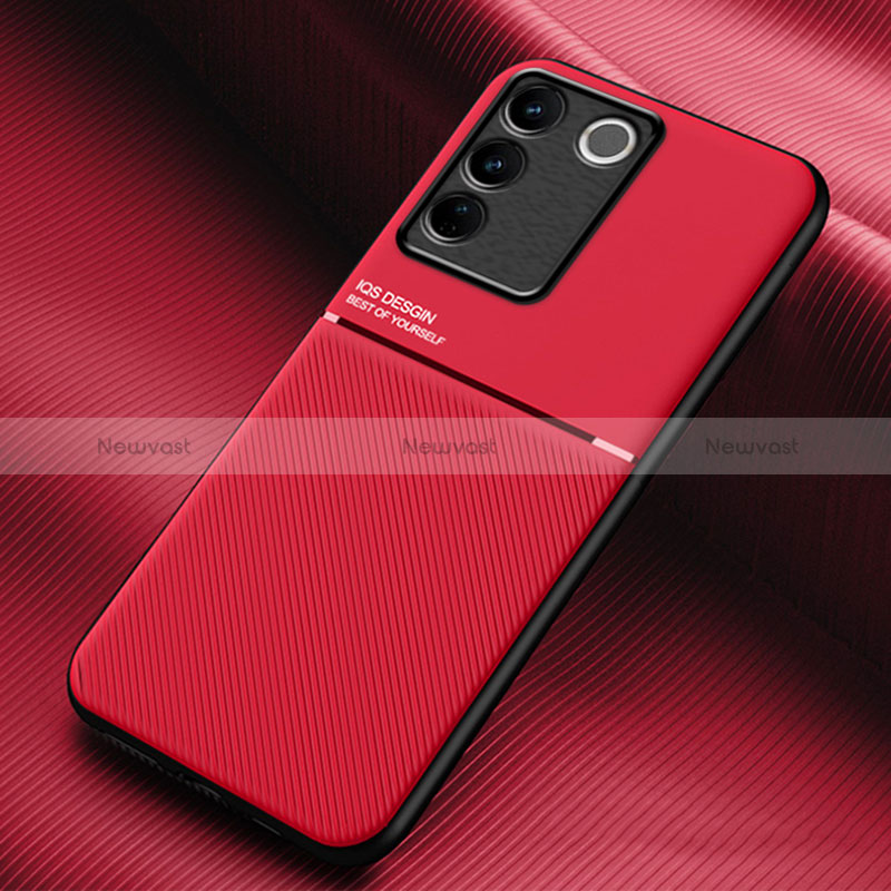 Ultra-thin Silicone Gel Soft Case Cover with Magnetic for Vivo V27 5G Red