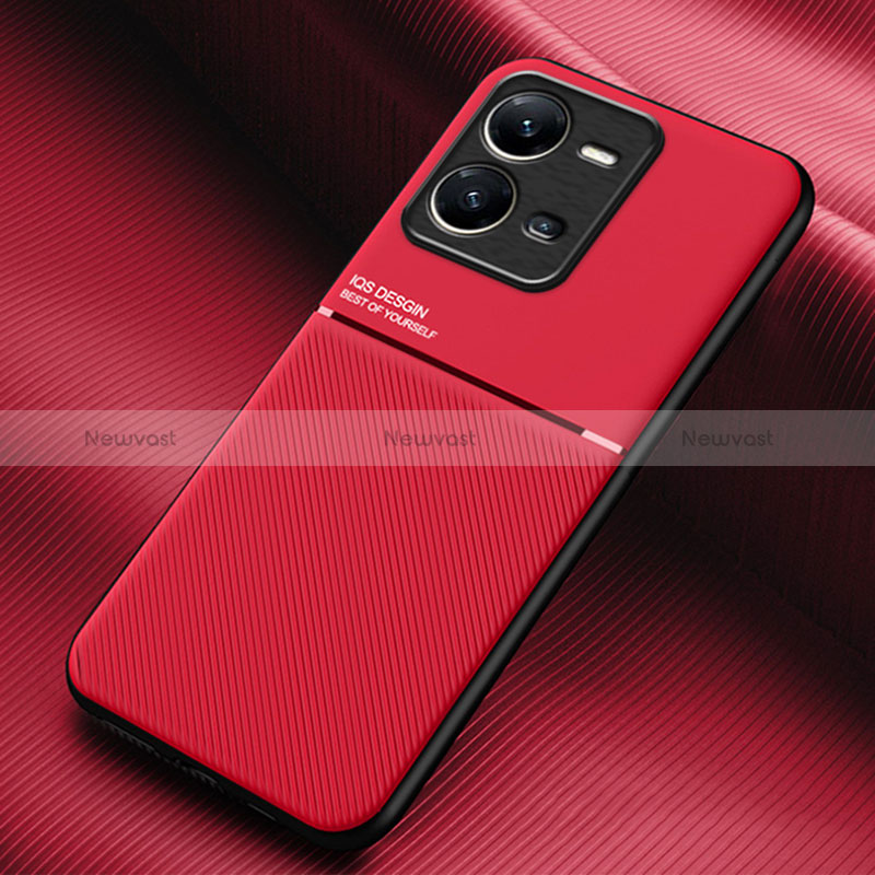 Ultra-thin Silicone Gel Soft Case Cover with Magnetic for Vivo X80 Lite 5G Red