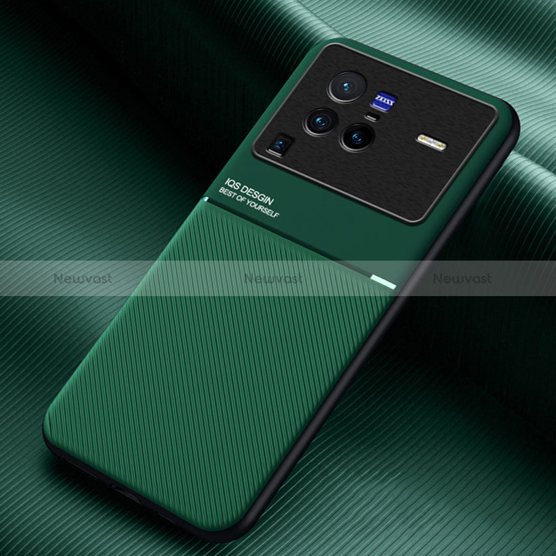 Ultra-thin Silicone Gel Soft Case Cover with Magnetic for Vivo X80 Pro 5G Green
