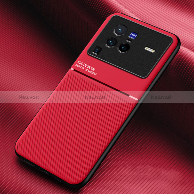 Ultra-thin Silicone Gel Soft Case Cover with Magnetic for Vivo X80 Pro 5G Red