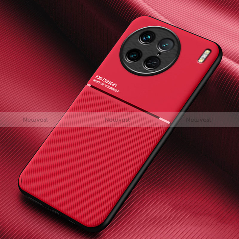 Ultra-thin Silicone Gel Soft Case Cover with Magnetic for Vivo X90 Pro 5G Red