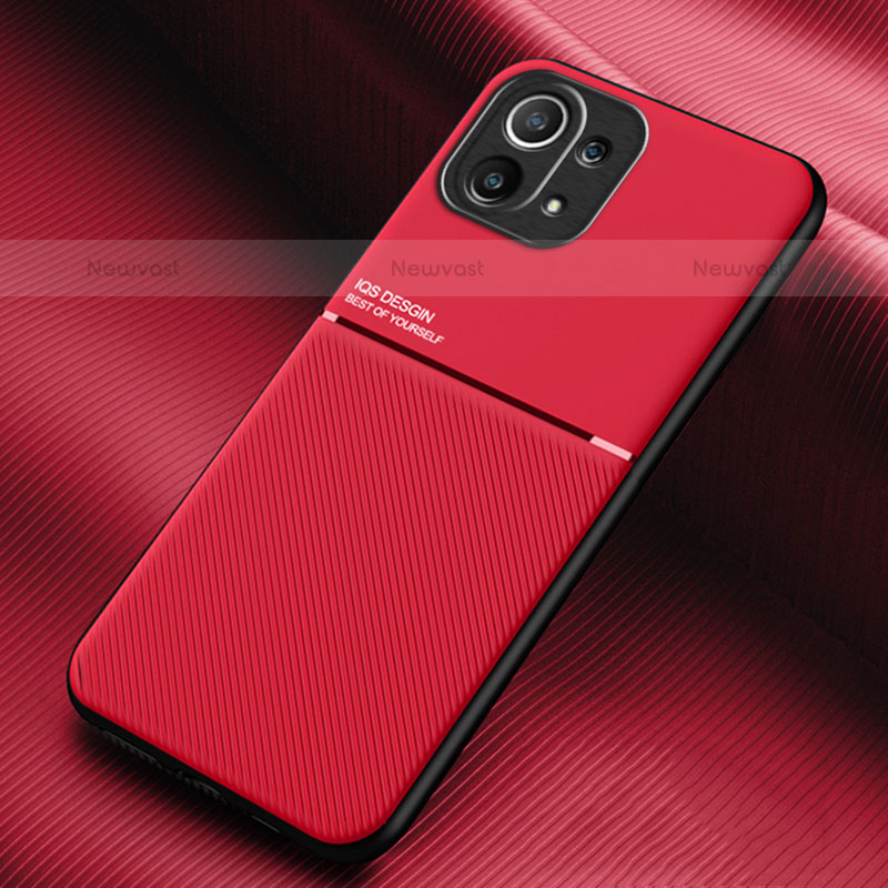 Ultra-thin Silicone Gel Soft Case Cover with Magnetic for Xiaomi Mi 11 5G Red