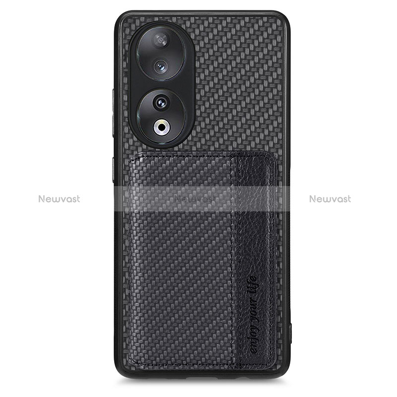 Ultra-thin Silicone Gel Soft Case Cover with Magnetic S01D for Huawei Honor 90 5G Black