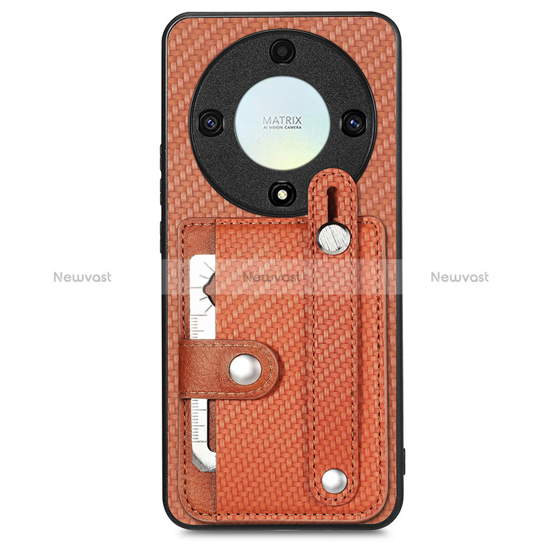 Ultra-thin Silicone Gel Soft Case Cover with Magnetic S01D for Huawei Honor Magic5 Lite 5G Brown