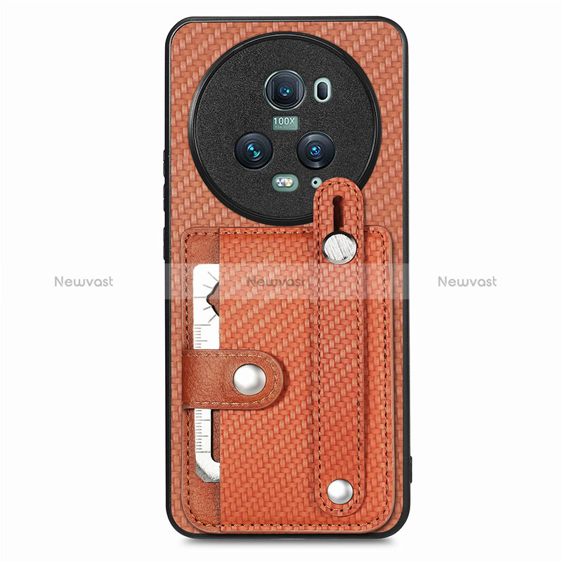 Ultra-thin Silicone Gel Soft Case Cover with Magnetic S01D for Huawei Honor Magic5 Pro 5G Brown