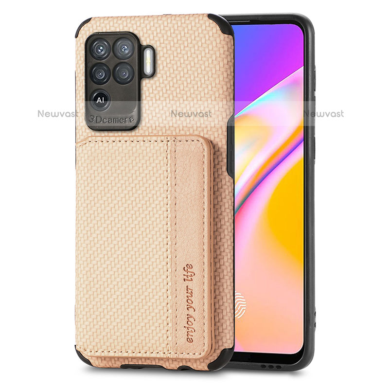 Ultra-thin Silicone Gel Soft Case Cover with Magnetic S01D for Oppo A94 4G Gold