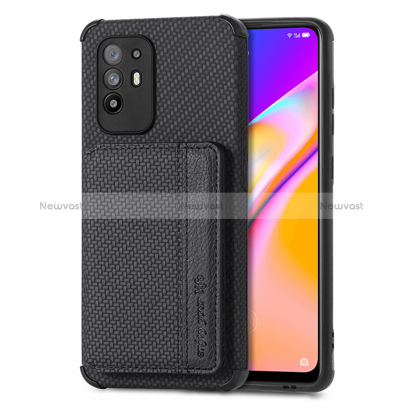 Ultra-thin Silicone Gel Soft Case Cover with Magnetic S01D for Oppo Reno5 Z 5G Black