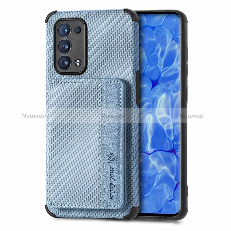 Ultra-thin Silicone Gel Soft Case Cover with Magnetic S01D for Oppo Reno6 Pro 5G Blue