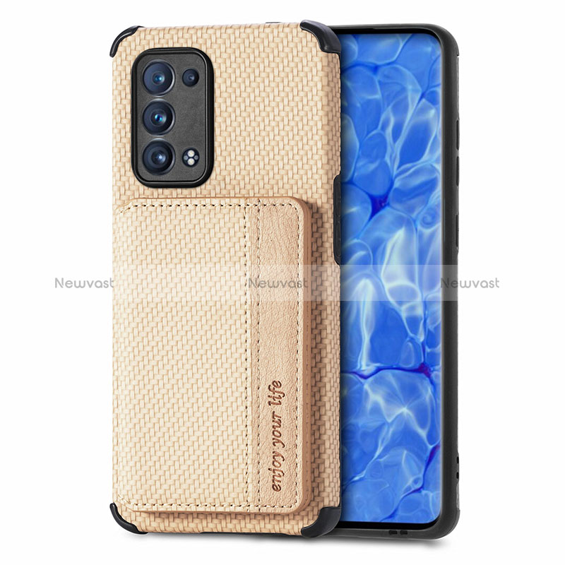 Ultra-thin Silicone Gel Soft Case Cover with Magnetic S01D for Oppo Reno6 Pro 5G Gold