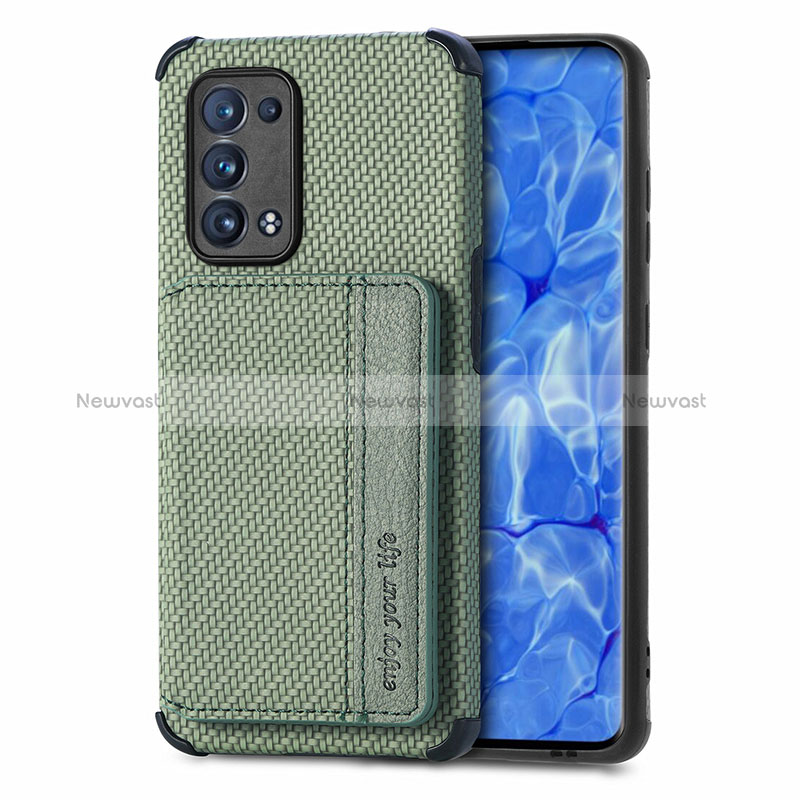 Ultra-thin Silicone Gel Soft Case Cover with Magnetic S01D for Oppo Reno6 Pro+ Plus 5G Green