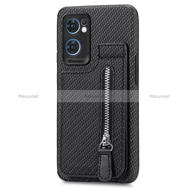 Ultra-thin Silicone Gel Soft Case Cover with Magnetic S01D for Oppo Reno7 5G Black