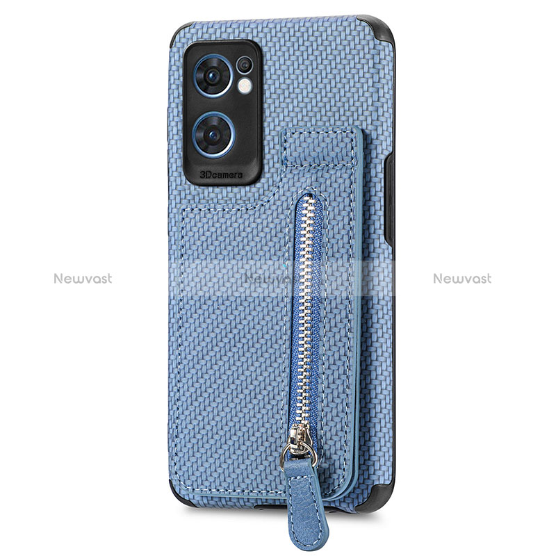 Ultra-thin Silicone Gel Soft Case Cover with Magnetic S01D for Oppo Reno7 5G Blue
