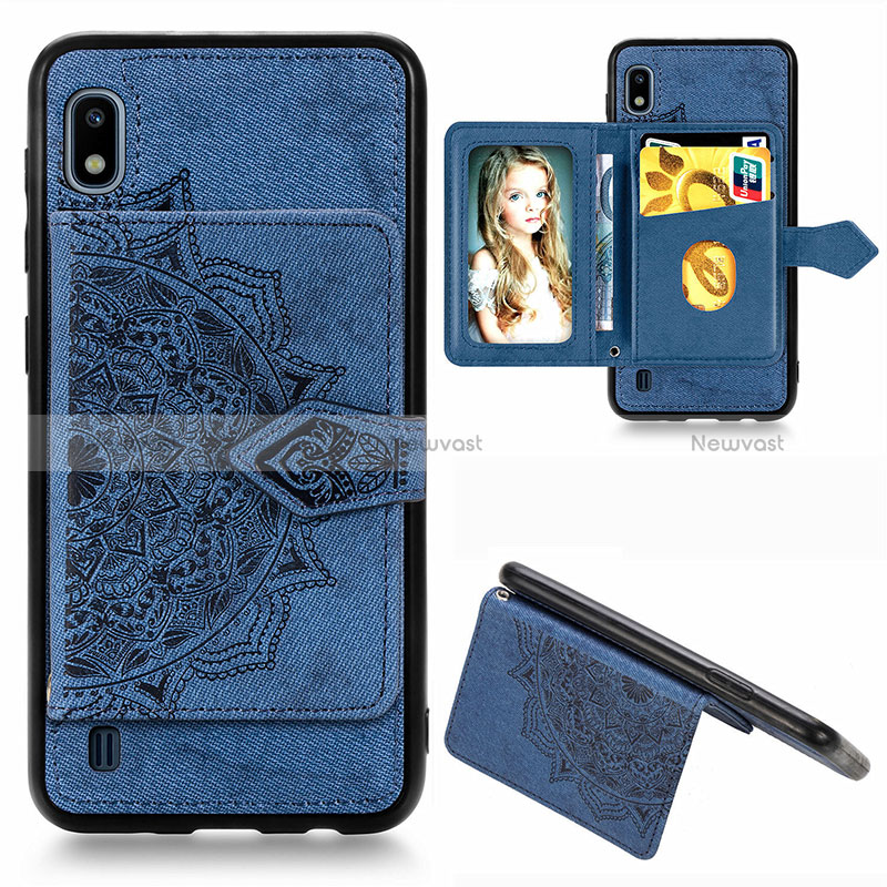 Ultra-thin Silicone Gel Soft Case Cover with Magnetic S01D for Samsung Galaxy A10 Blue