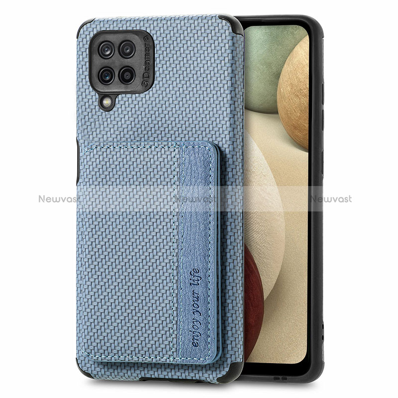 Ultra-thin Silicone Gel Soft Case Cover with Magnetic S01D for Samsung Galaxy A12 Nacho Blue