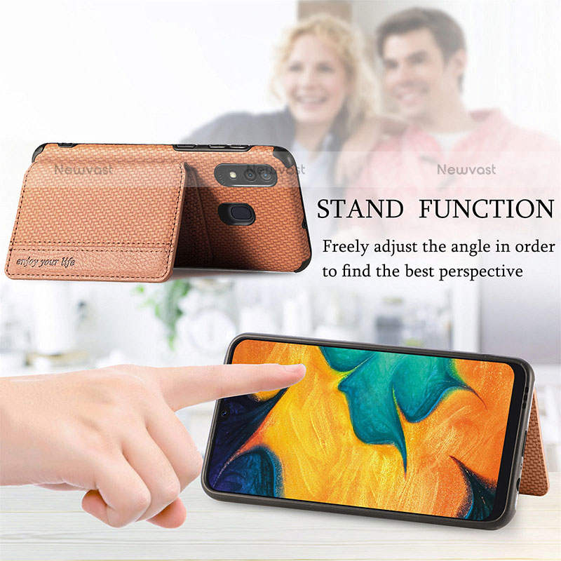 Ultra-thin Silicone Gel Soft Case Cover with Magnetic S01D for Samsung Galaxy A20