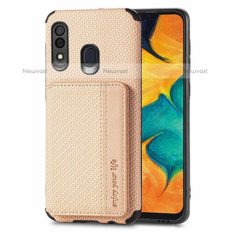 Ultra-thin Silicone Gel Soft Case Cover with Magnetic S01D for Samsung Galaxy A20 Gold