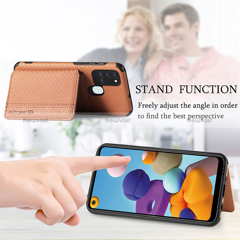 Ultra-thin Silicone Gel Soft Case Cover with Magnetic S01D for Samsung Galaxy A21s