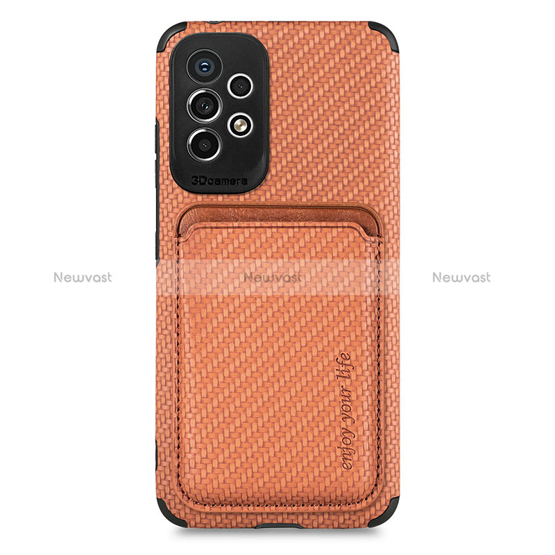 Ultra-thin Silicone Gel Soft Case Cover with Magnetic S01D for Samsung Galaxy A33 5G Brown