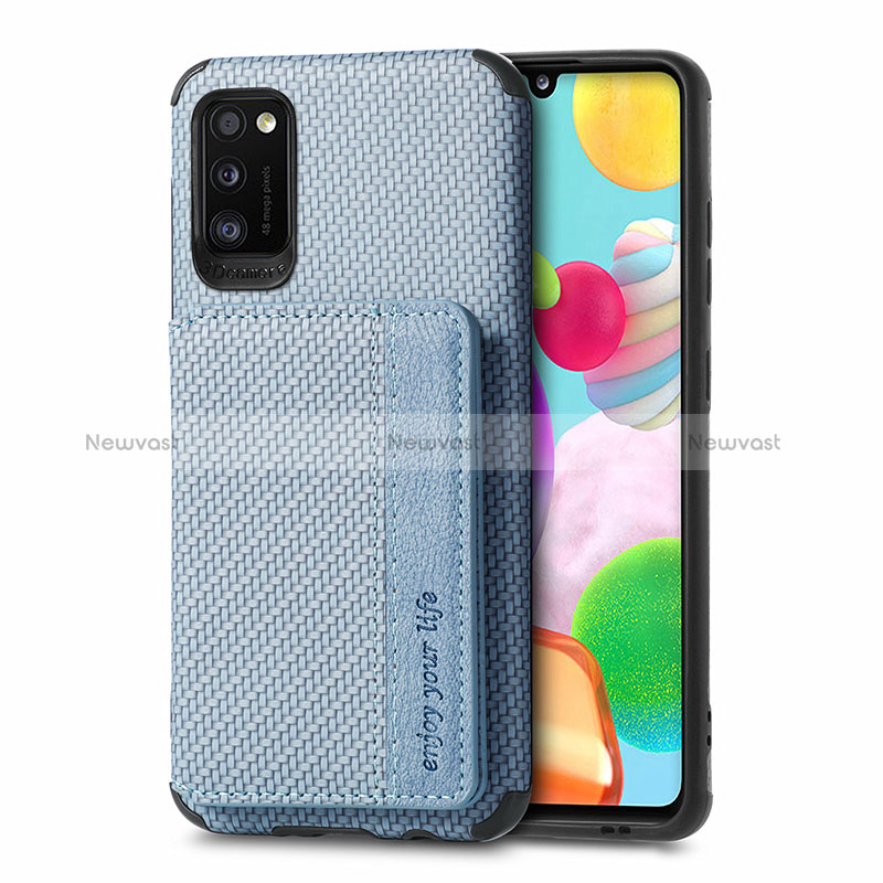 Ultra-thin Silicone Gel Soft Case Cover with Magnetic S01D for Samsung Galaxy A41 Blue