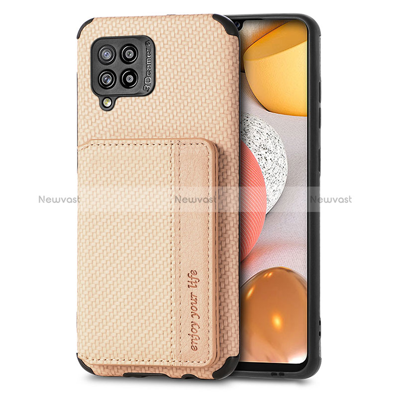 Ultra-thin Silicone Gel Soft Case Cover with Magnetic S01D for Samsung Galaxy A42 5G Gold