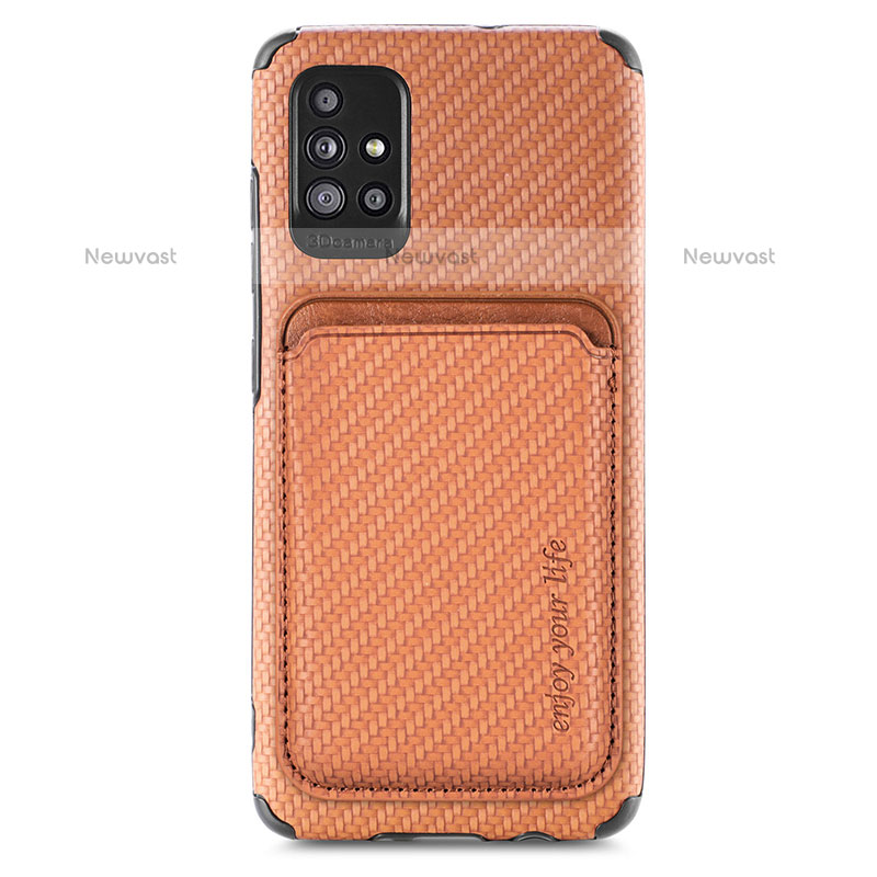 Ultra-thin Silicone Gel Soft Case Cover with Magnetic S01D for Samsung Galaxy A51 4G Brown