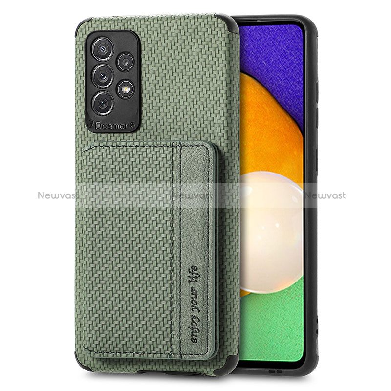 Ultra-thin Silicone Gel Soft Case Cover with Magnetic S01D for Samsung Galaxy A52s 5G Green