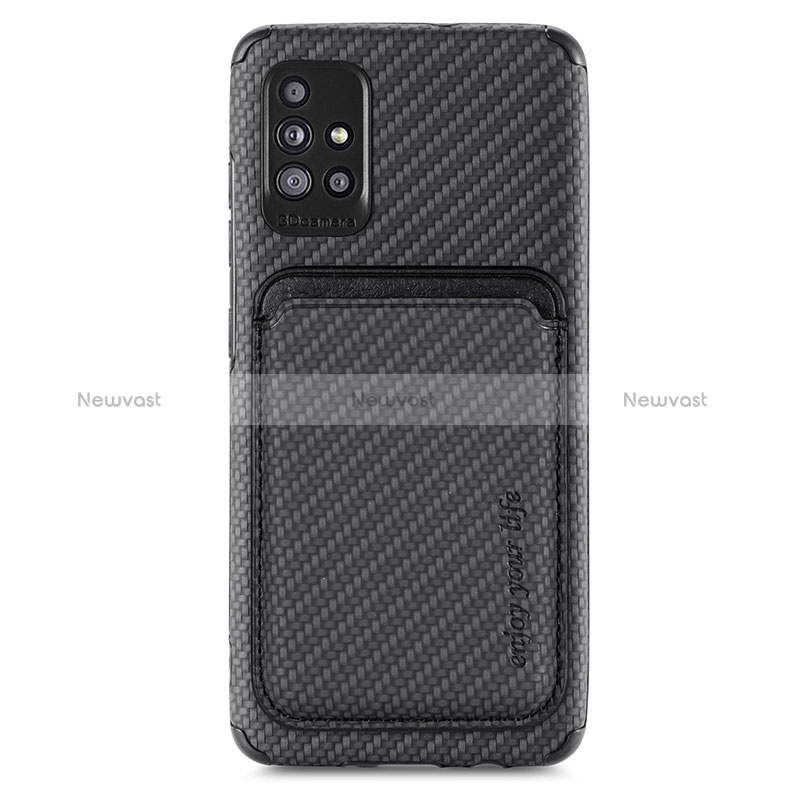 Ultra-thin Silicone Gel Soft Case Cover with Magnetic S01D for Samsung Galaxy A71 5G Black
