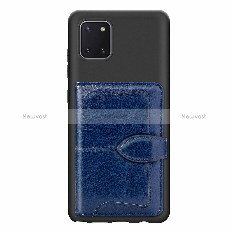 Ultra-thin Silicone Gel Soft Case Cover with Magnetic S01D for Samsung Galaxy A81 Blue