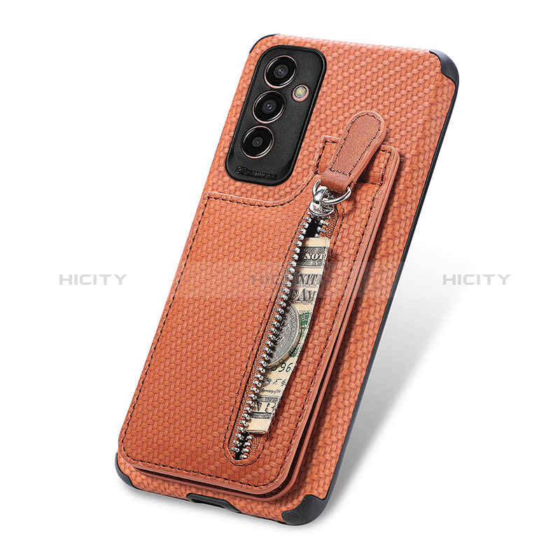 Ultra-thin Silicone Gel Soft Case Cover with Magnetic S01D for Samsung Galaxy F13 4G Brown