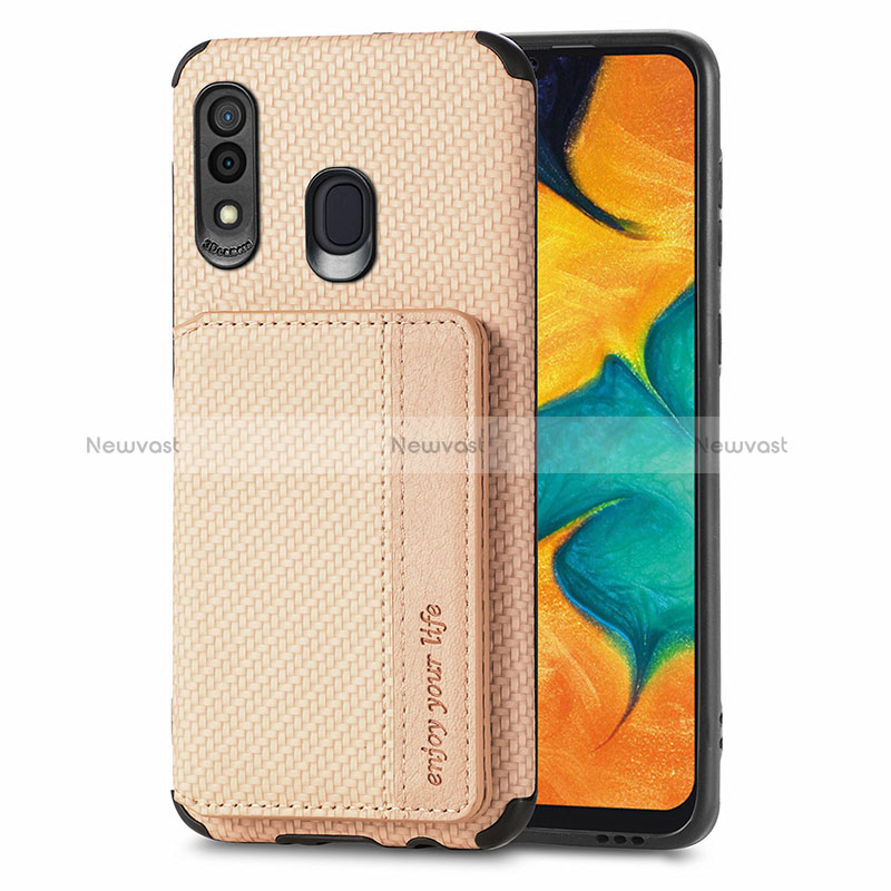 Ultra-thin Silicone Gel Soft Case Cover with Magnetic S01D for Samsung Galaxy M10S Gold