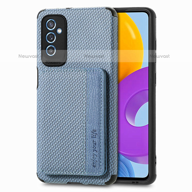 Ultra-thin Silicone Gel Soft Case Cover with Magnetic S01D for Samsung Galaxy M52 5G Blue