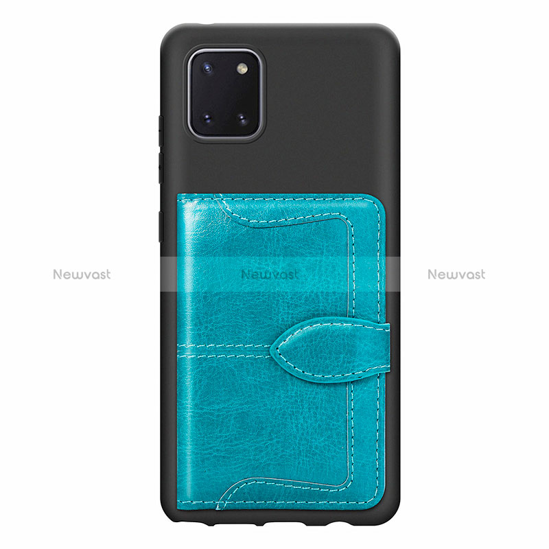 Ultra-thin Silicone Gel Soft Case Cover with Magnetic S01D for Samsung Galaxy M60s Cyan