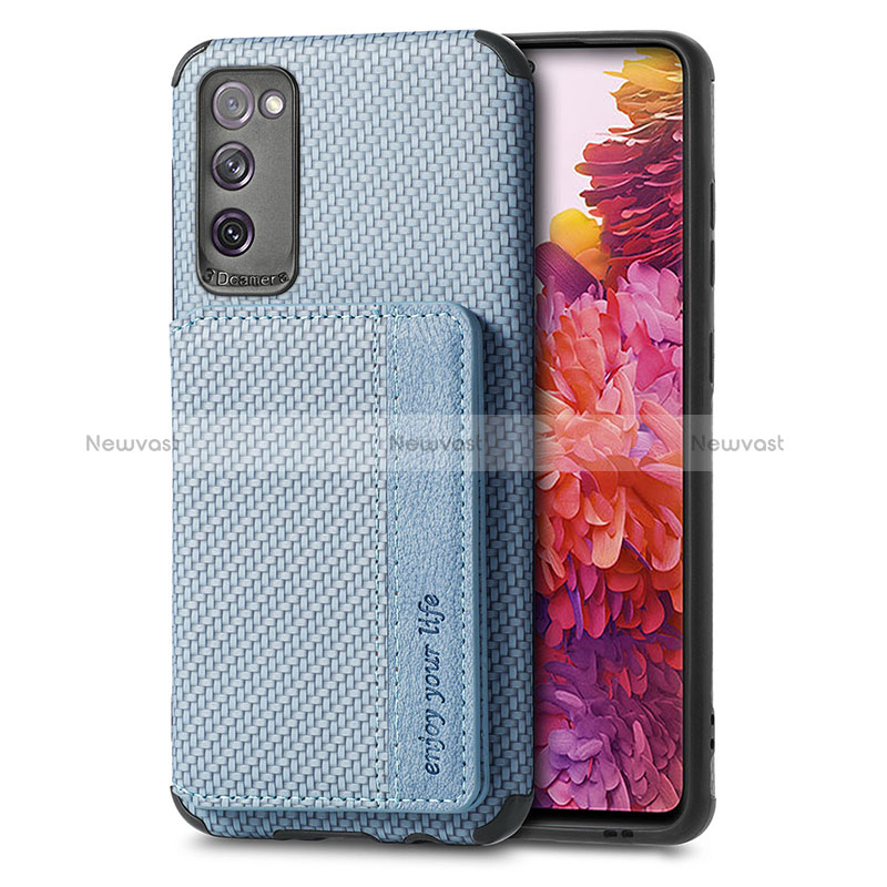 Ultra-thin Silicone Gel Soft Case Cover with Magnetic S01D for Samsung Galaxy S20 FE 5G Blue
