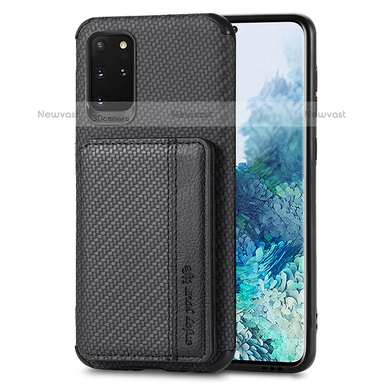 Ultra-thin Silicone Gel Soft Case Cover with Magnetic S01D for Samsung Galaxy S20 Plus 5G Black