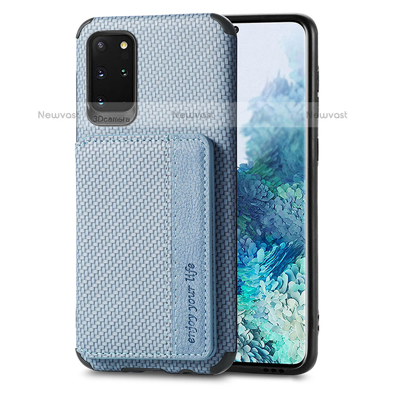 Ultra-thin Silicone Gel Soft Case Cover with Magnetic S01D for Samsung Galaxy S20 Plus 5G Blue