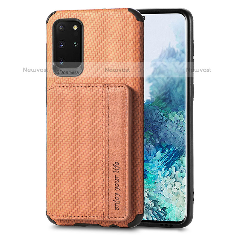 Ultra-thin Silicone Gel Soft Case Cover with Magnetic S01D for Samsung Galaxy S20 Plus 5G Brown
