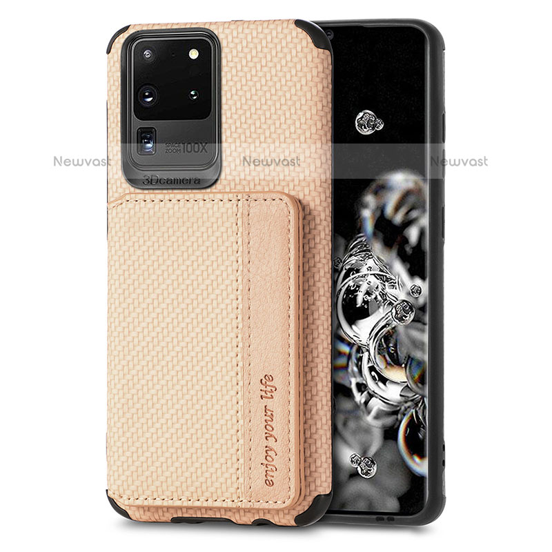 Ultra-thin Silicone Gel Soft Case Cover with Magnetic S01D for Samsung Galaxy S20 Ultra 5G Gold
