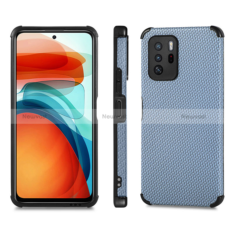 Ultra-thin Silicone Gel Soft Case Cover with Magnetic S01D for Xiaomi Poco X3 GT 5G Blue