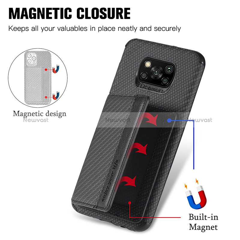 Ultra-thin Silicone Gel Soft Case Cover with Magnetic S01D for Xiaomi Poco X3 NFC