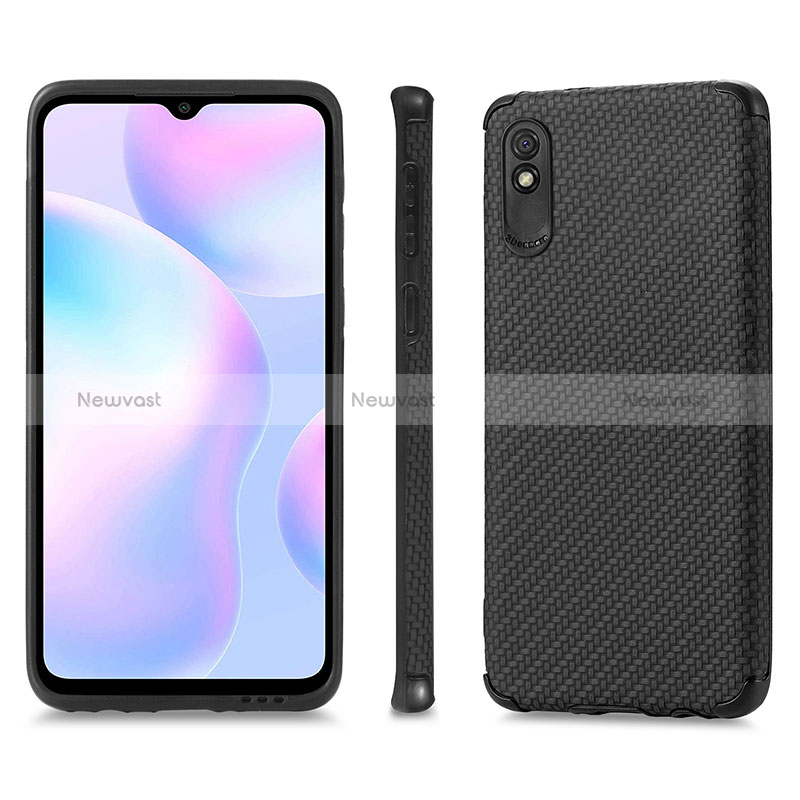 Ultra-thin Silicone Gel Soft Case Cover with Magnetic S01D for Xiaomi Redmi 9AT Black
