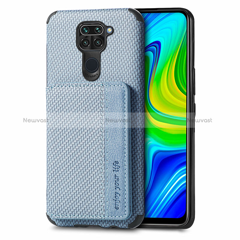 Ultra-thin Silicone Gel Soft Case Cover with Magnetic S01D for Xiaomi Redmi Note 9 Blue