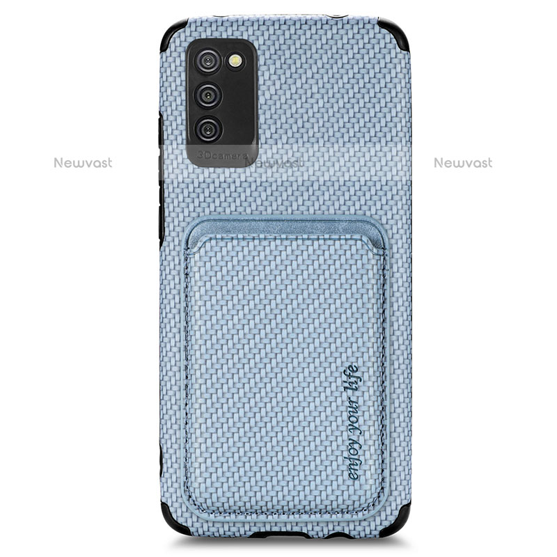 Ultra-thin Silicone Gel Soft Case Cover with Magnetic S02D for Samsung Galaxy A02s Blue