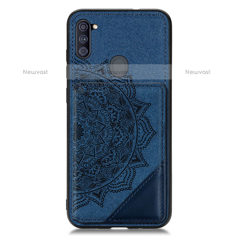 Ultra-thin Silicone Gel Soft Case Cover with Magnetic S02D for Samsung Galaxy A11 Blue